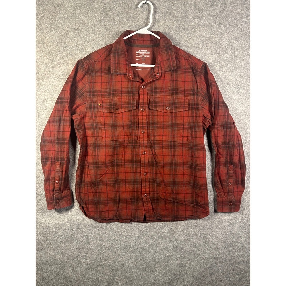 REI Co-op Mens Flannel Shirt L Red Black Plaid Cotton‎ Long Sleeve Button Down